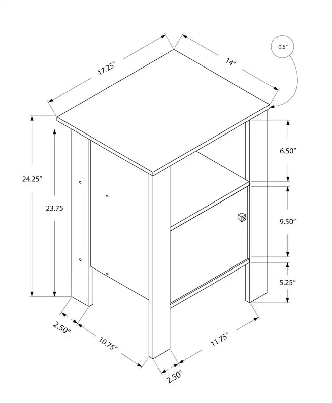 Table de chevet d'appoint taupe foncé