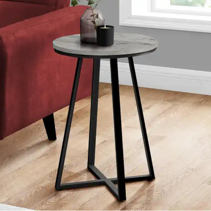 Table d'appoint en métal gris et noir