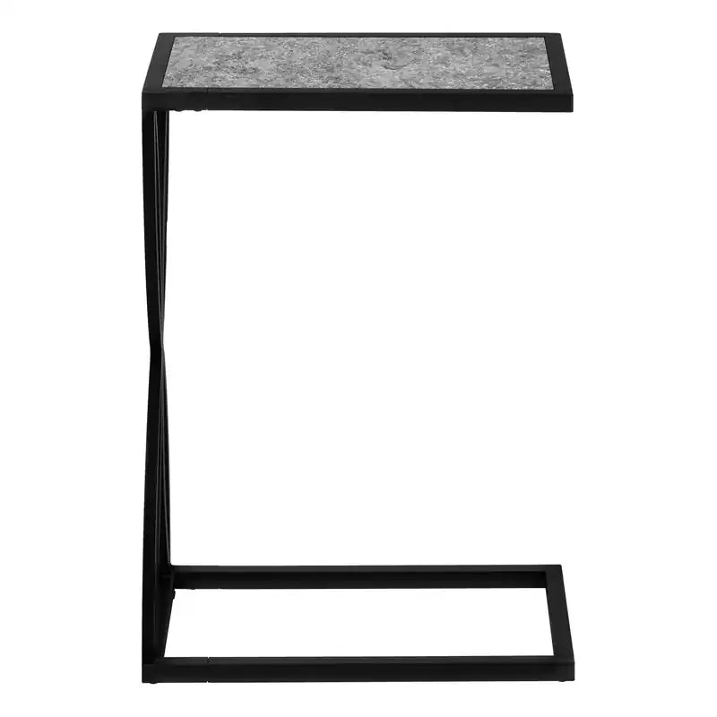 Table d'appoint en métal noir effet pierre grise