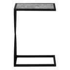 Table d'appoint en métal noir effet pierre grise