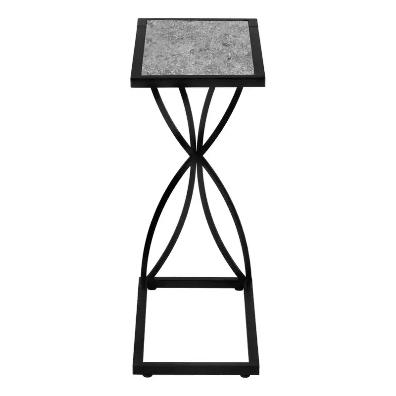 Table d'appoint en métal noir effet pierre grise