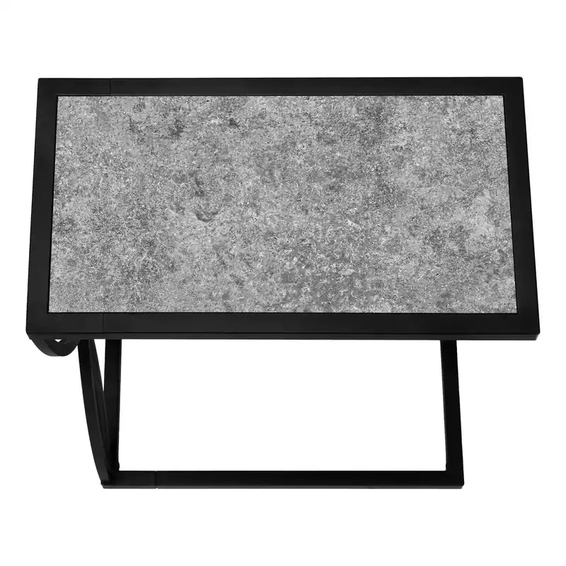 Table d'appoint en métal noir effet pierre grise