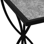 Table d'appoint en métal noir effet pierre grise