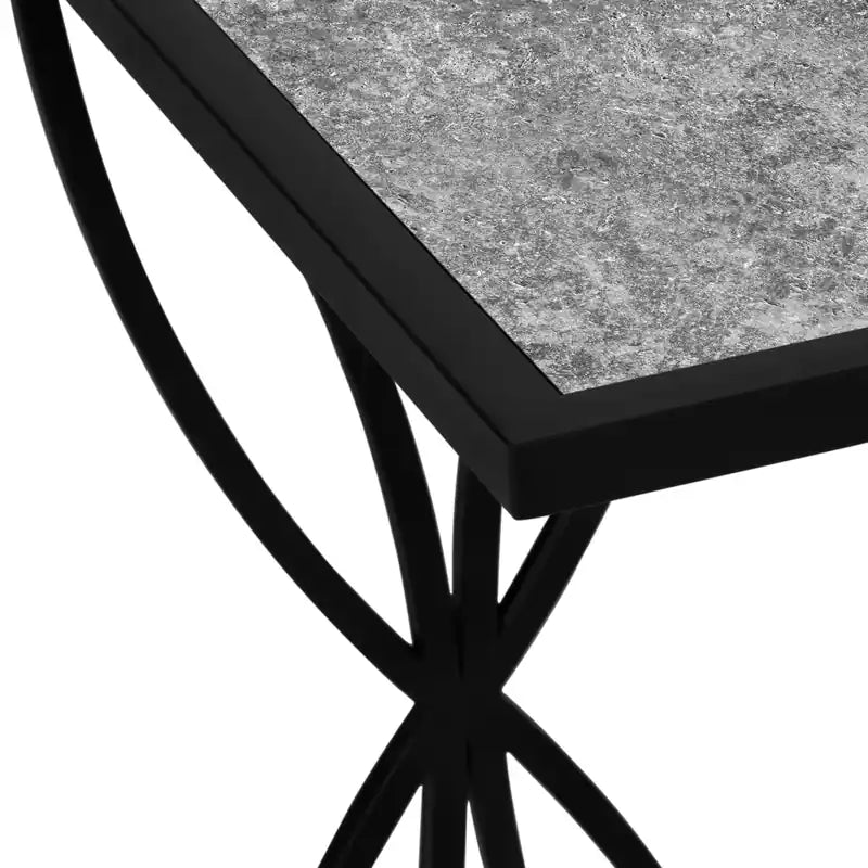 Table d'appoint en métal noir effet pierre grise