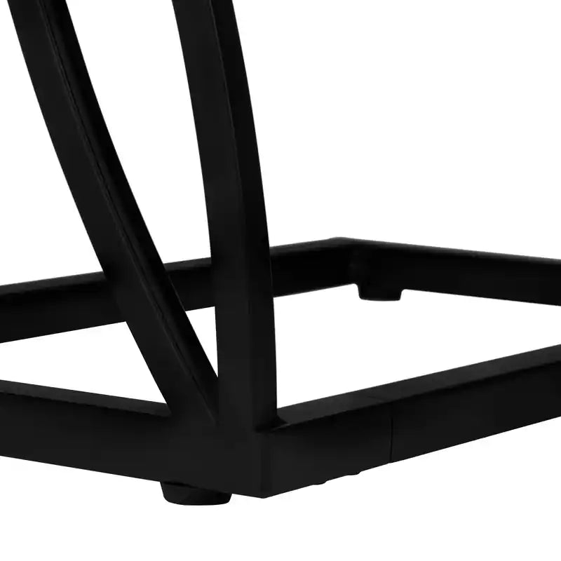 Table d'appoint en métal noir effet pierre grise