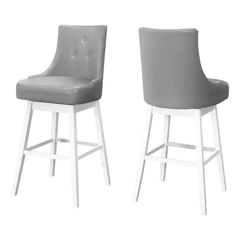 White Grey Leather-Look Bar Stool