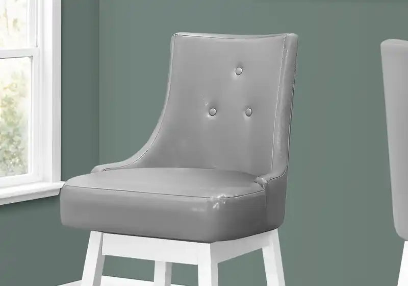 Tabouret de bar en similicuir gris et blanc