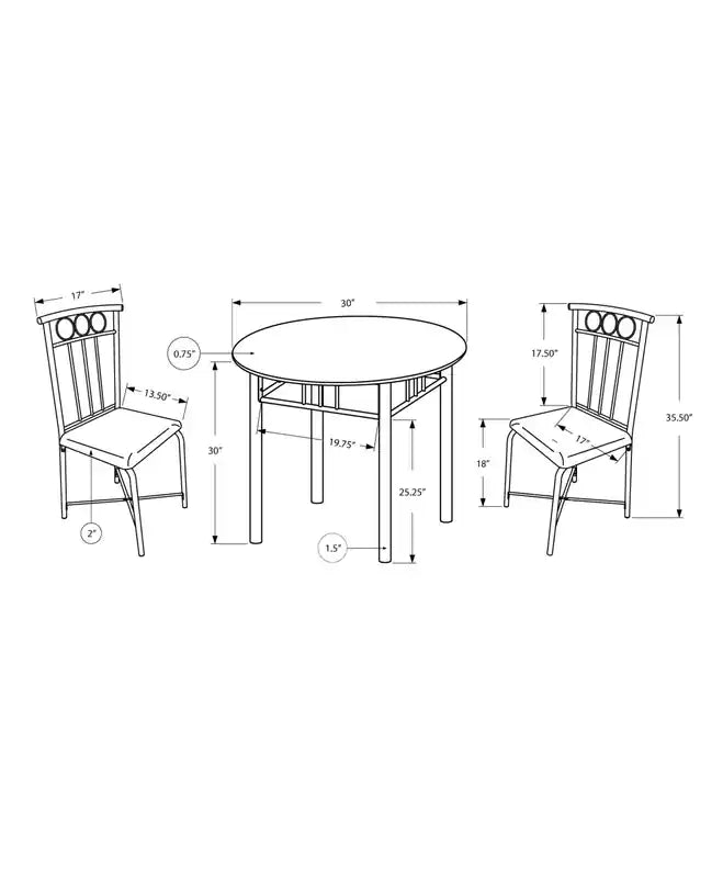 Ensemble de salle à manger rond 3 pièces de petite taille