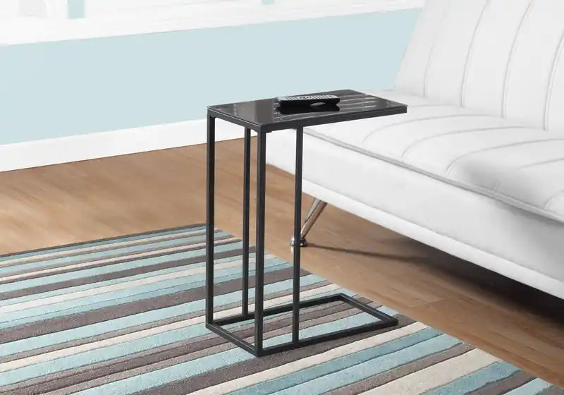 Table d'appoint en verre trempé noir Black Metal