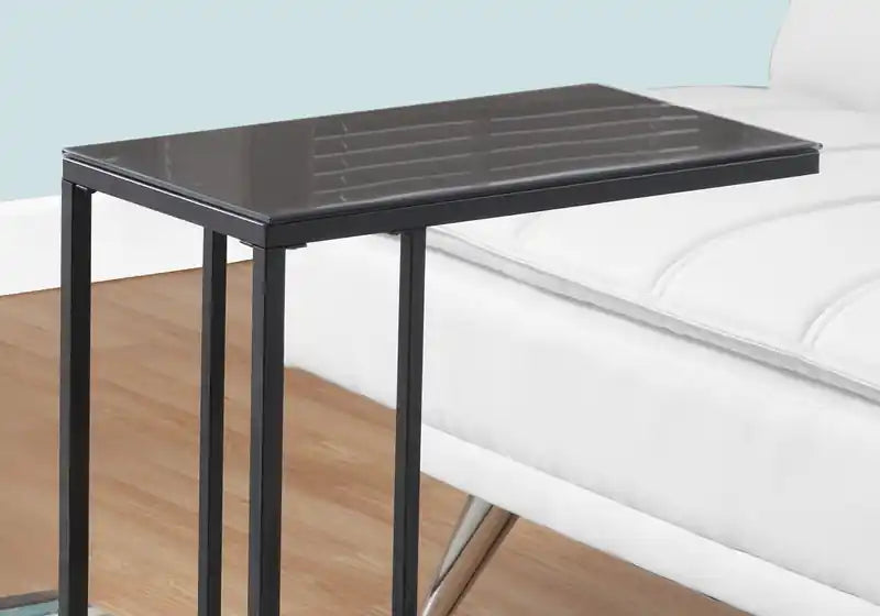 Table d'appoint en verre trempé noir Black Metal