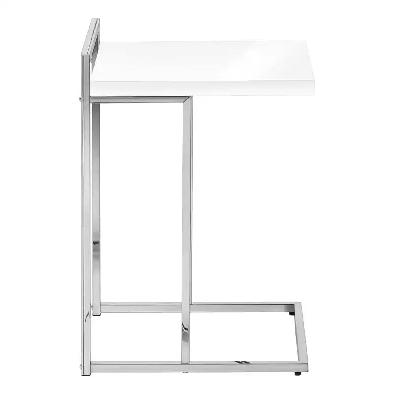 Table d'appoint en métal chromé blanc brillant