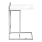 Table d'appoint en métal chromé blanc brillant