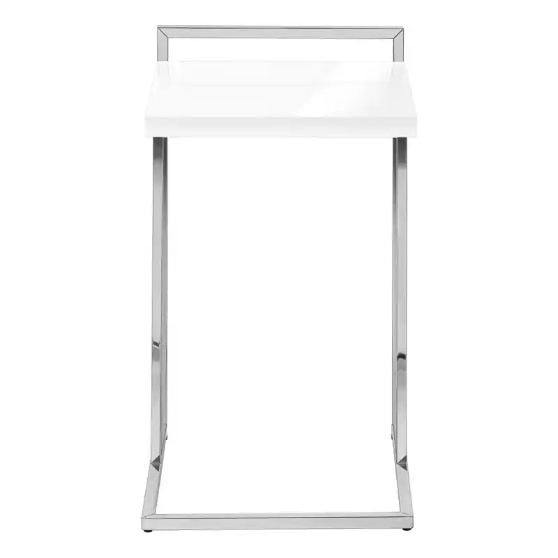 Table d'appoint en métal chromé blanc brillant