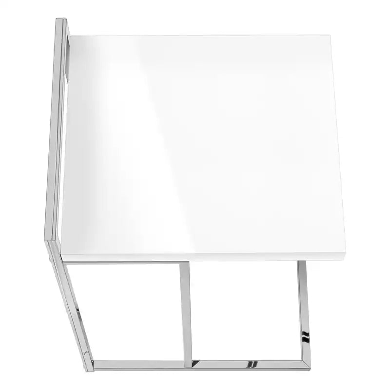 Table d'appoint en métal chromé blanc brillant