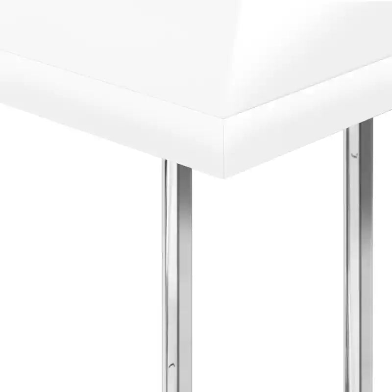 Table d'appoint en métal chromé blanc brillant
