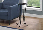 Table d'appoint en métal noir martelé avec verre trempé