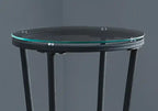 Table d'appoint en métal noir martelé avec verre trempé