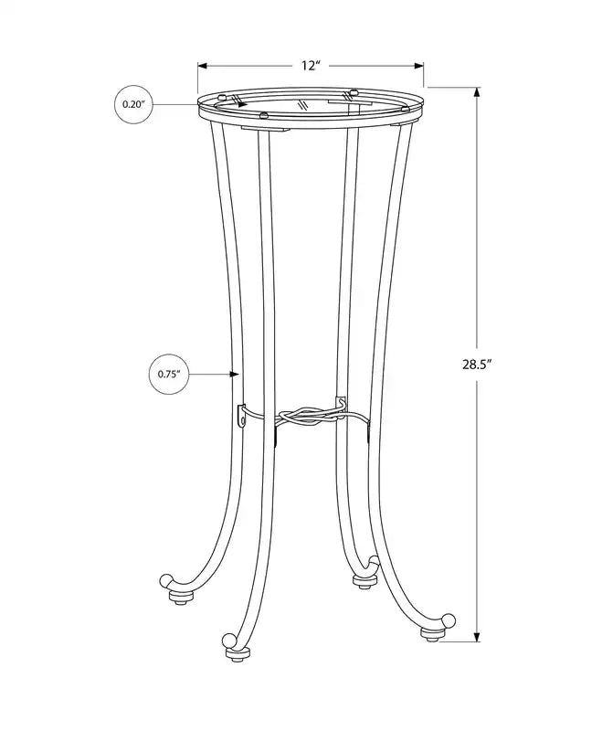 Table d'appoint en métal noir martelé avec verre trempé