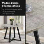 Ensemble de salle à manger 5 pièces Roundhill Furniture Edo, table ronde à tréteaux et 4 chaises rembourrées