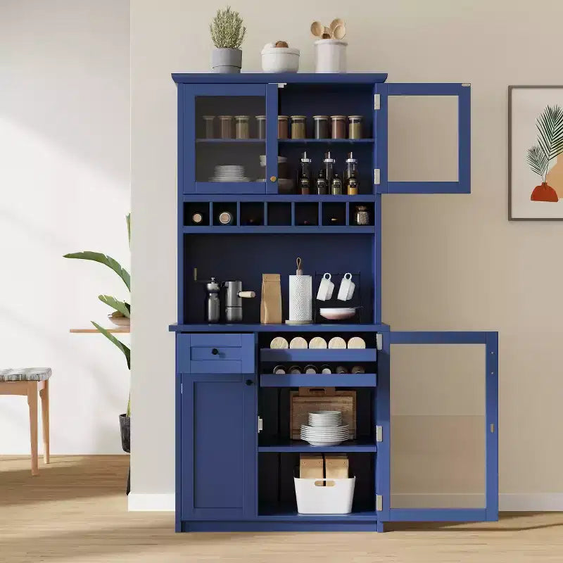 Armoire de cuisine haute (75 po) avec portes vitrées