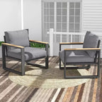 Fauteuil d'extérieur en aluminium Heynemo, 2 pièces, fauteuil simple en métal toutes saisons pour patio, ensemble de conversation pour porche, jardin et arrière-cour