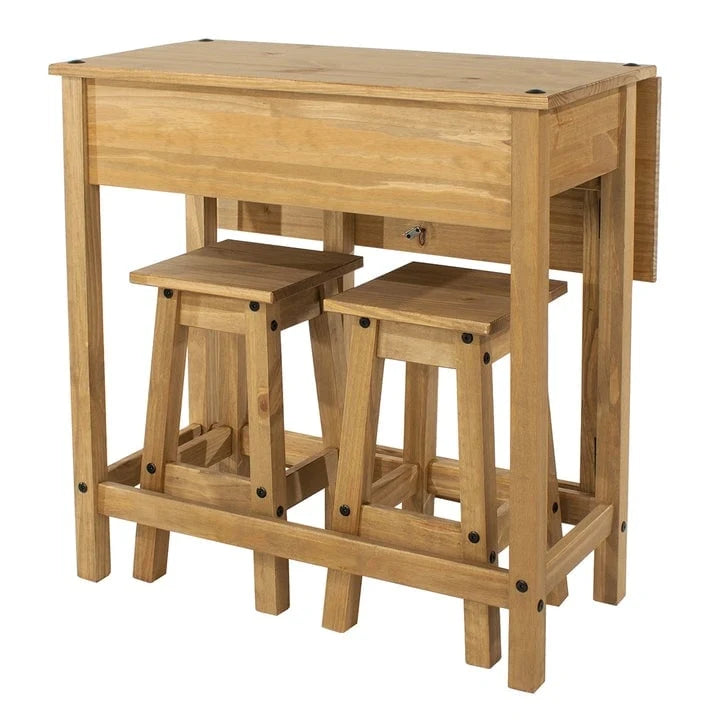Ensemble de salle à manger 3 pièces avec table à abattants en pin massif