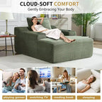 Chaise longue de 170 cm, canapé-lit d'intérieur avec 2 coussins, canapé monoplace sans structure pour salon, aucun assemblage requis