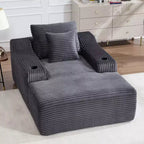 Chaise longue de 170 cm, canapé-lit d'intérieur avec 2 coussins, canapé monoplace sans structure pour salon, aucun assemblage requis