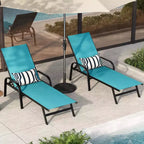 Lot de 2 chaises longues de jardin, transat inclinable réglable sur 5 positions, tissu Textilène, chaise longue de piscine de 193 cm pour terrasse, jardin et bord de piscine