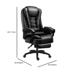 Chaise de bureau pivotante ergonomique en cuir noir avec repose-pieds