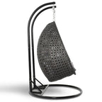 LeisureMod Fauteuil suspendu œuf 2 places avec support - Balançoire / hamac de patio en rotin osier pour extérieur/intérieur avec coussins