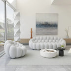 2 PIÈCES Canapé bulle rembourré en tissu nid d’abeille 3D, canapé bulle 3 places et fauteuil individuel pour salon