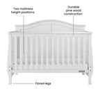 Lit de bébé convertible 4-en-1, se transforme en lit de jour, lit de tout-petit et lit double, 3 positions de matelas, finition sans danger pour bébé