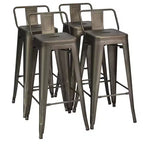 Costway Lot de 4 tabourets de bar en métal de 76 cm de hauteur, style industriel avec dossier bas en acier