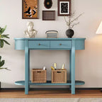 Table console élégante Okak avec finition lisse, table d'entrée avec design incurvé et 2 tiroirs, table d'appoint pour salon, couloir