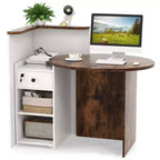 Costway Comptoir de Réception Bureau de Caisse avec Étagère Ouverte et Tiroir Verrouillable Blanc/Marron/Noir