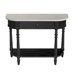 Table console avec plateau en marbre – Brun clair / Gris / Noir délavé, demi-lune, montage par une personne