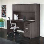 Bureau de 72 po avec huche et caisson mobile à 3 tiroirs