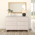 Commode de ferme en bois massif à 6 tiroirs