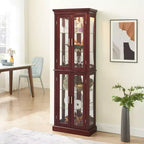Vitrine, meuble vitrine avec 6 étagères réglables et portes en verre trempé, meuble haut pour salon, chambre à coucher