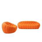 2 PIÈCES Canapé bulle rembourré en tissu nid d’abeille 3D, canapé bulle 3 places et fauteuil individuel pour salon