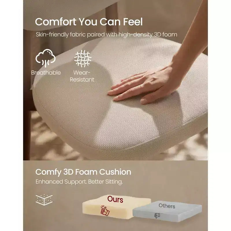 VASAGLE Tabourets de Bar en Bois, Lot de 2, Tabourets de Comptoir Rembourrés avec Pieds en Bois Massif, Dossier Ergonomique, Tissu Aspect Lin, Cappuccino