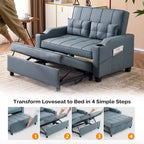Canapé-lit convertible inclinable en cuir rembourré « Cats Claw » avec coussins pour petits espaces