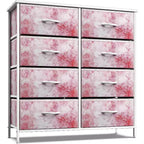 Commode Sorbus 8 tiroirs – Unité de rangement avec cadre en acier, plateau en bois, bacs en tissu – pour chambre à coucher, placard, bureau et plus encore