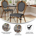 Chaise empilable de bistrot Thonet commerciale intérieure/extérieure Flash Furniture Lourdes, rotin synthétique et cadre en aluminium