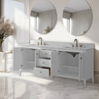 Meuble-lavabo de salle de bain Vanity Art 72 po à double vasque avec dessus en marbre reconstitué