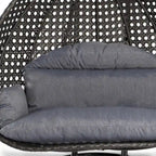 LeisureMod Fauteuil suspendu œuf 2 places avec support - Balançoire / hamac de patio en rotin osier pour extérieur/intérieur avec coussins