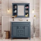 Meuble-lavabo moderne de 36 po avec vasque et armoire à miroir, 2 portes et 2 tiroirs