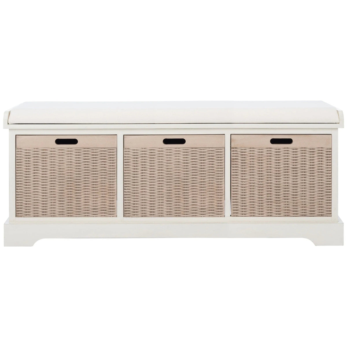 Banc de rangement SAFAVIEH Fiorello avec coussin et 3 tiroirs - 47,3 L x 15 P x 19 H - 47 L x 15 P x 19 H