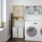 Meuble de toilette sur pied de toilette style ferme avec étagères et portes à fermeture magnétique